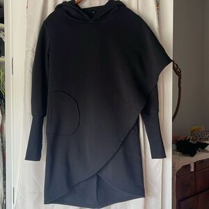 Black Asymmetrical Hoodie Sweatshirt